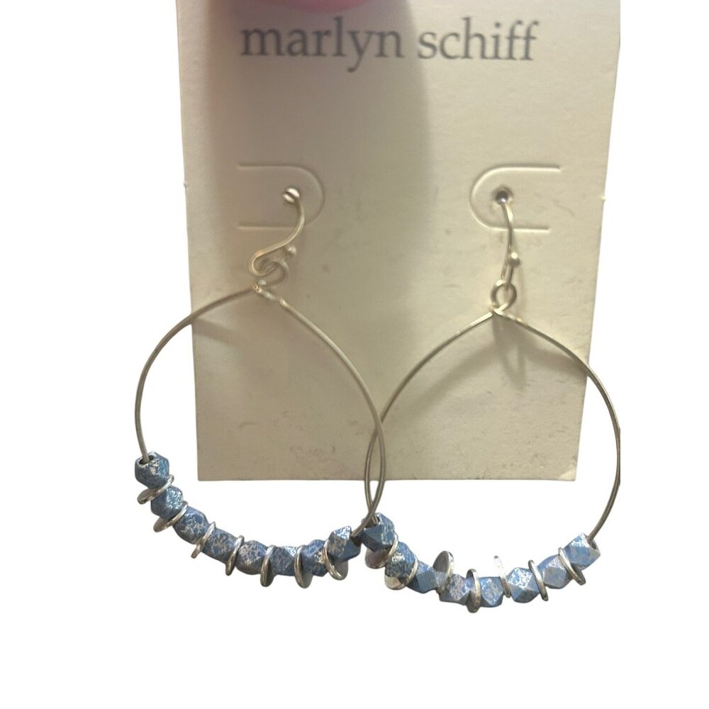 Marlyn Schiff Silver Periwinkle Hoop Earrings NEW - Picture 3 of 5